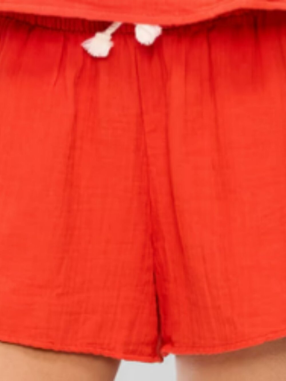 High-Waisted Crinkle Gauze Shorts Large Orange NWT